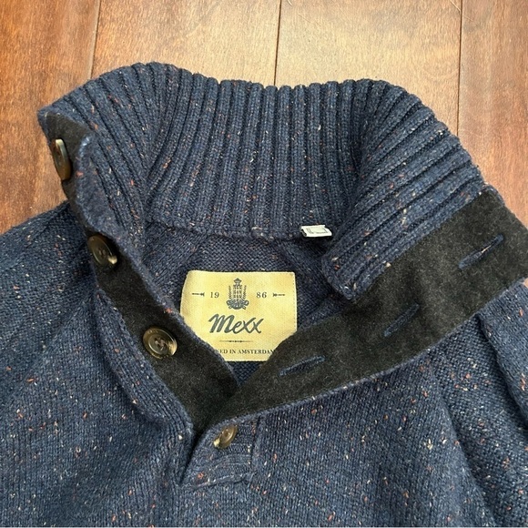Mexx Men’s Classic Elbow Patch Wool Blend Sweater, Buttons at Neck, Size Sm - Picture 3 of 12